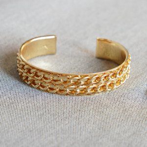 Composed Gold Chain Inlaid Bangle Bracelet
